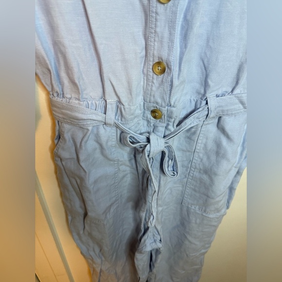 Soft Surroundings Baby Blue Linen Blend Kerry Belted Jumpsuit - Picture 6 of 7